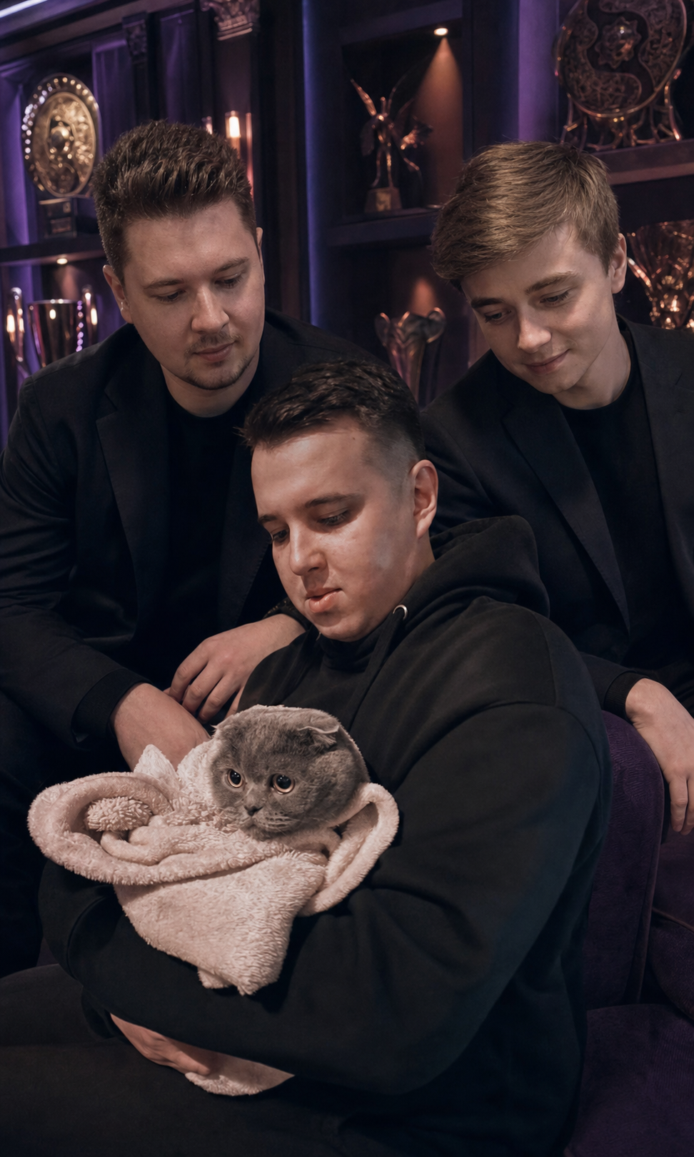 Марк с котом, Puppey и N0tail в трофейной галерее